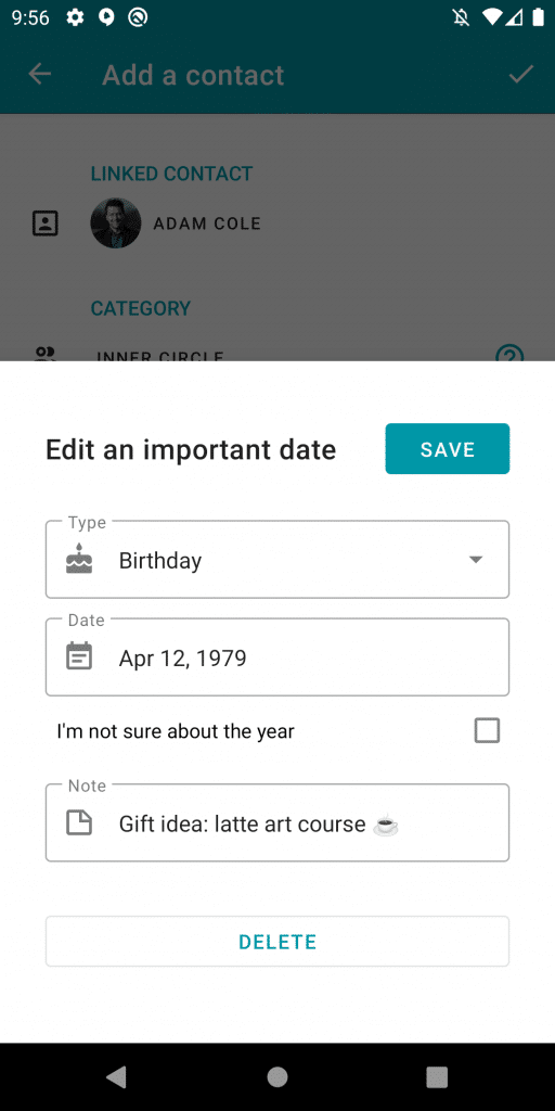 Adding birthday reminders